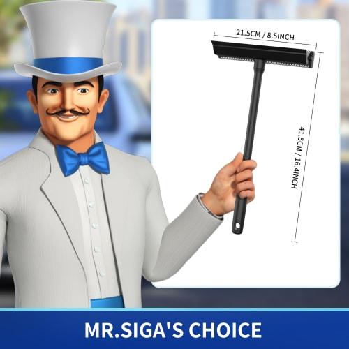 MR.SIGA Professional Car Window Cleaning Squeegee with Handle for Bathroom, Glass, and Wall Cleaning, 2-in-1 Window Cleaning Squeegee and Window Clean