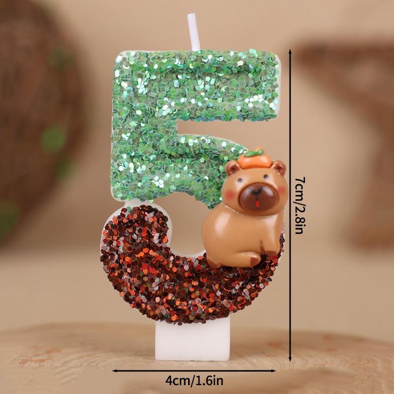 Kawaii Digital Candle Capybara Candle 0-9 Number Birthday Cake Topper Decoration Kapibala Cake Insert for Birthday Baby Shower
