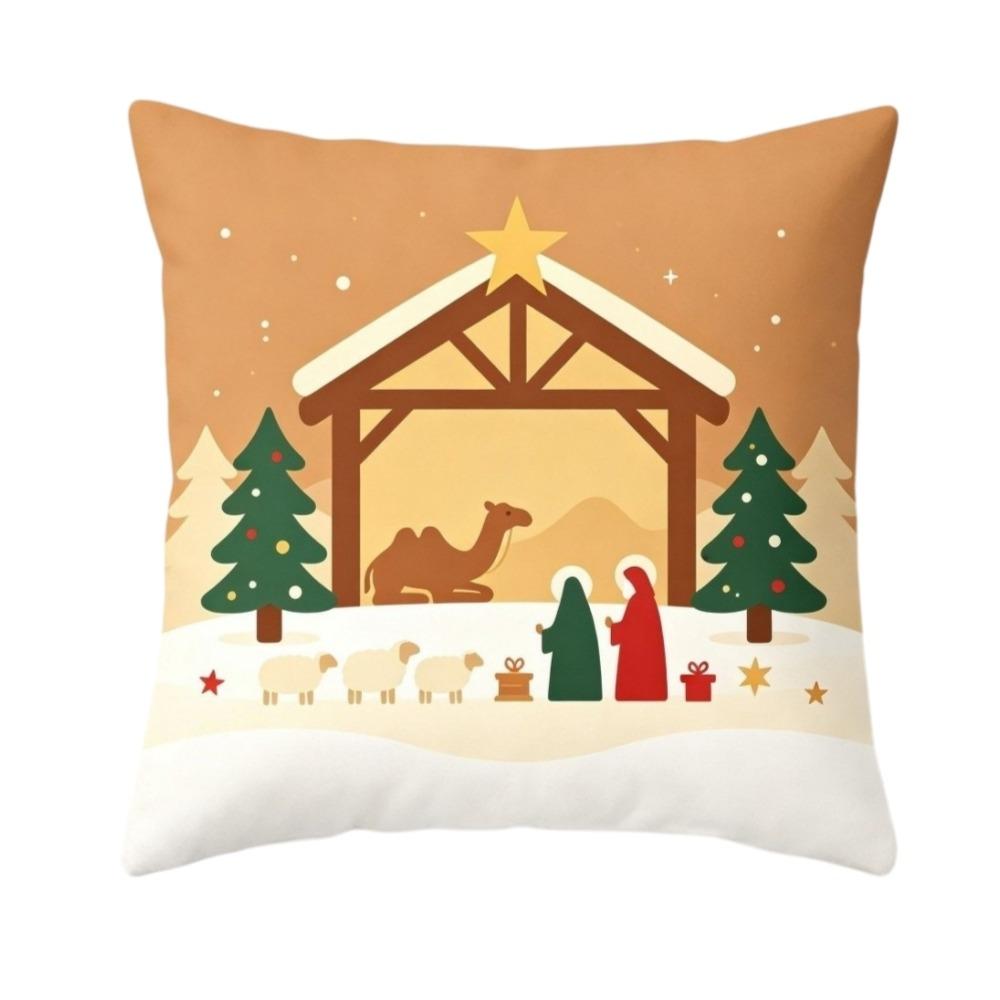 2D Flat Christmas Pillow Cover Christmas Tree Xmas Tree Pillowslip Throw Cushion Case Winter Decor