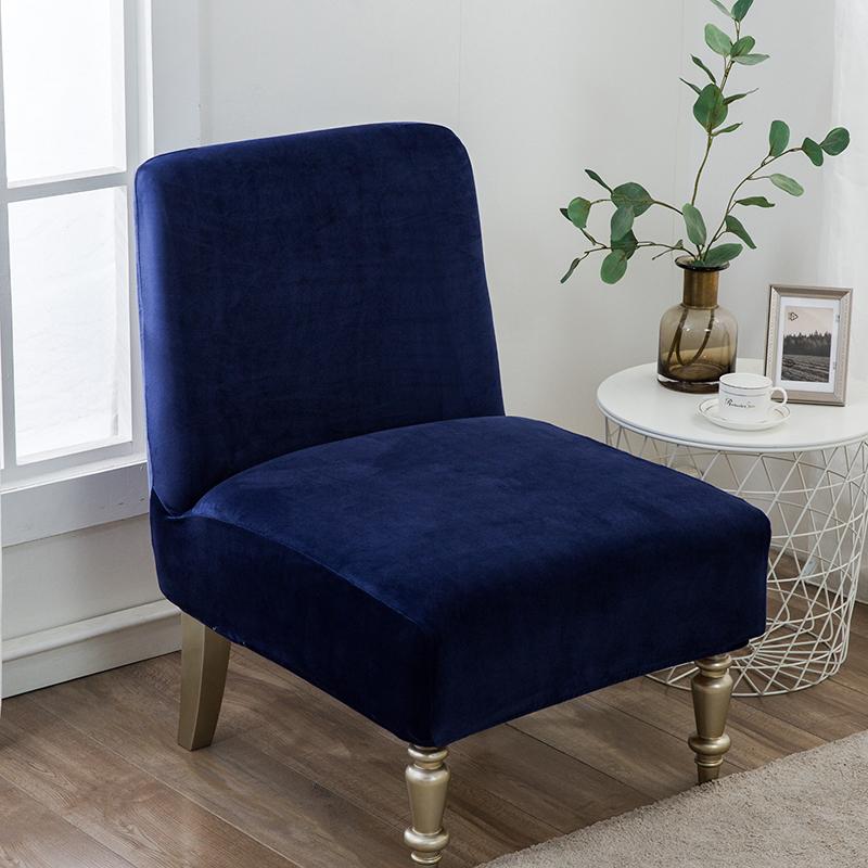 Velvet Fabric Armless Accent Chair Cover Stretch Single Sofa Covers Short Back Slipper Chair Slipcovers Protector For Home Use Hotel