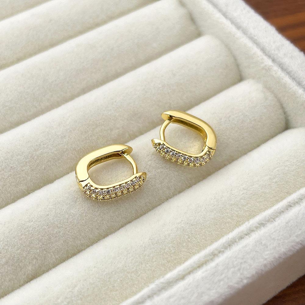 Hot Sale 18k Gold Plated Waterproof Cubic Zirconia Small Hoop Earrings for Women
