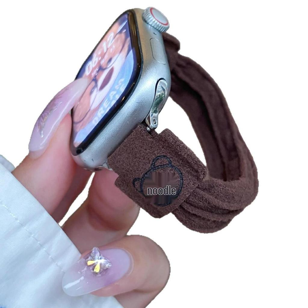 Compatible Band for Apple Watch S10, Ultra, iWatch 9876 Gen & SE - Small Bear Design Hair Tie Style.