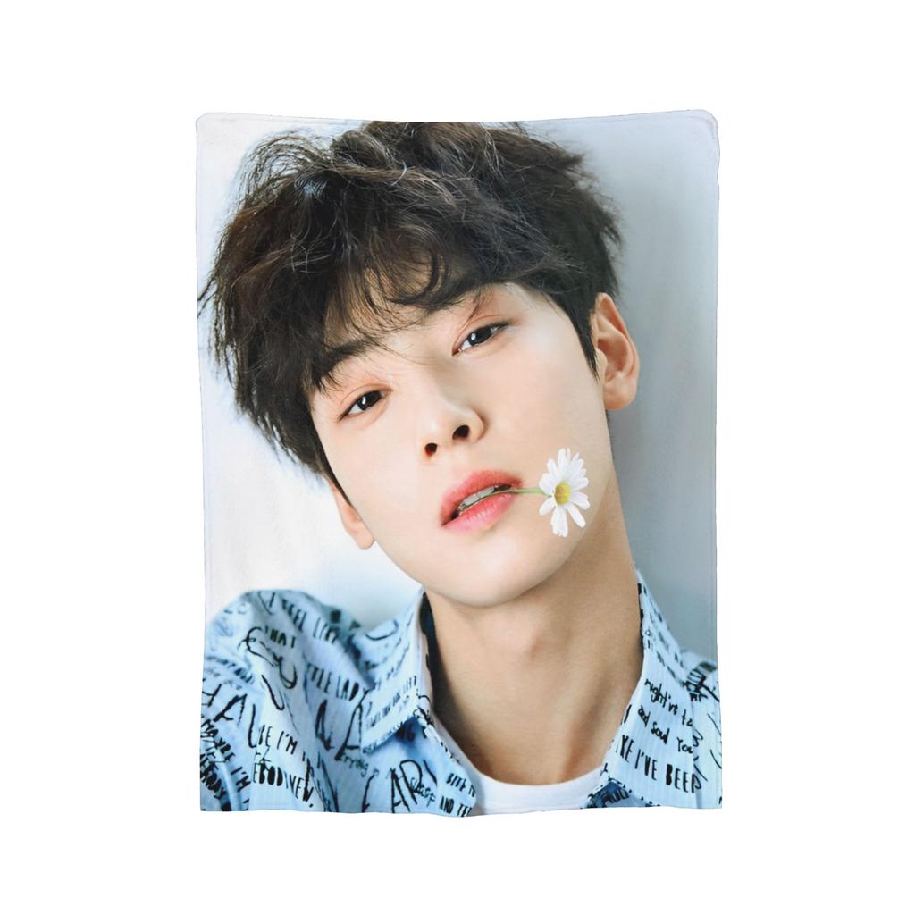 Coperta Cha Eun Woo Pile Corallo Peluche Inverno Kpop Portatile Leggera Sottile Coperte da Lancio per Letti Divano Trapunta