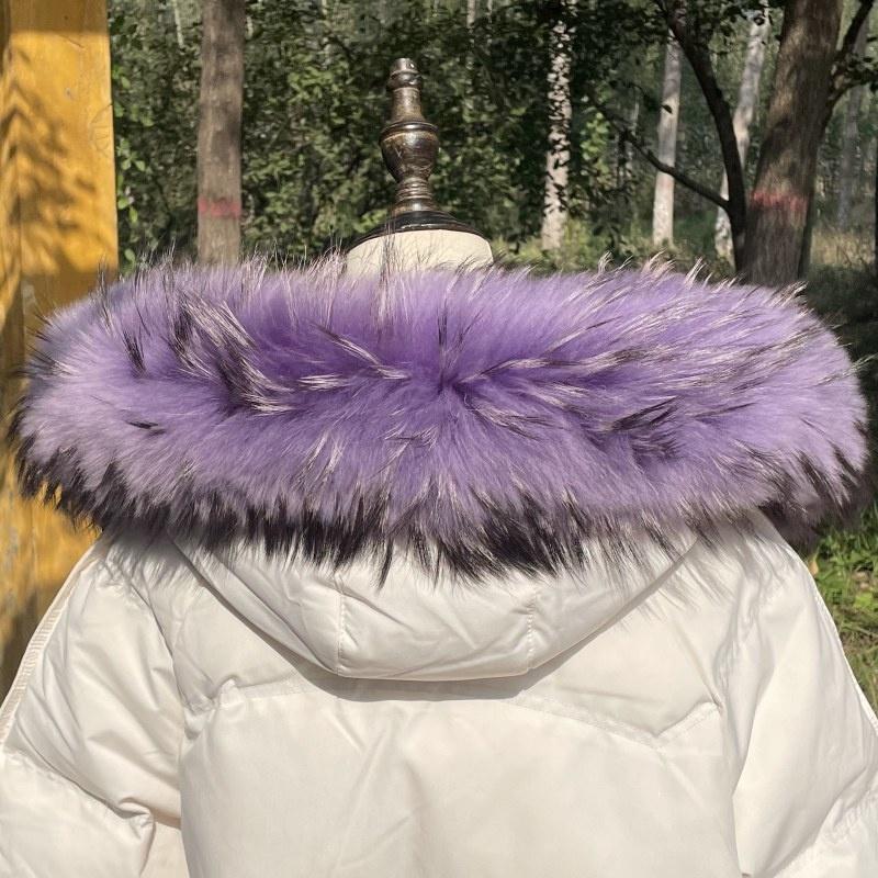 Raccoon Fur Collar Natural Fur Collar Winter Women Scarves Winter Female Gray Fur Collar Shawl Long Warm Genuine Fur Scarf