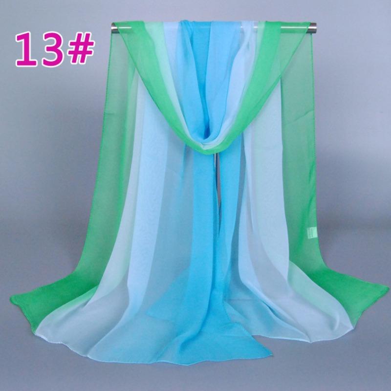 Supply imitation silk georgette silk scarf, popular bright and gradual change of color accessories scarf