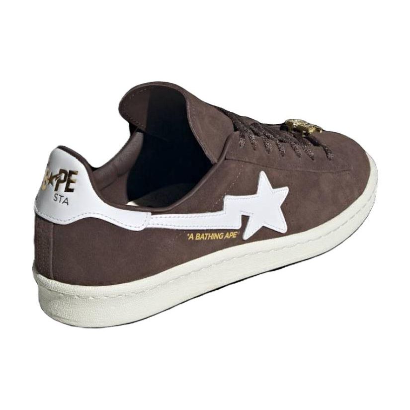 BAPE X Adidas Campus 80s 30th Anniversary - Brown Men Sneakers Cloud-White Gold-Metallic IF3379