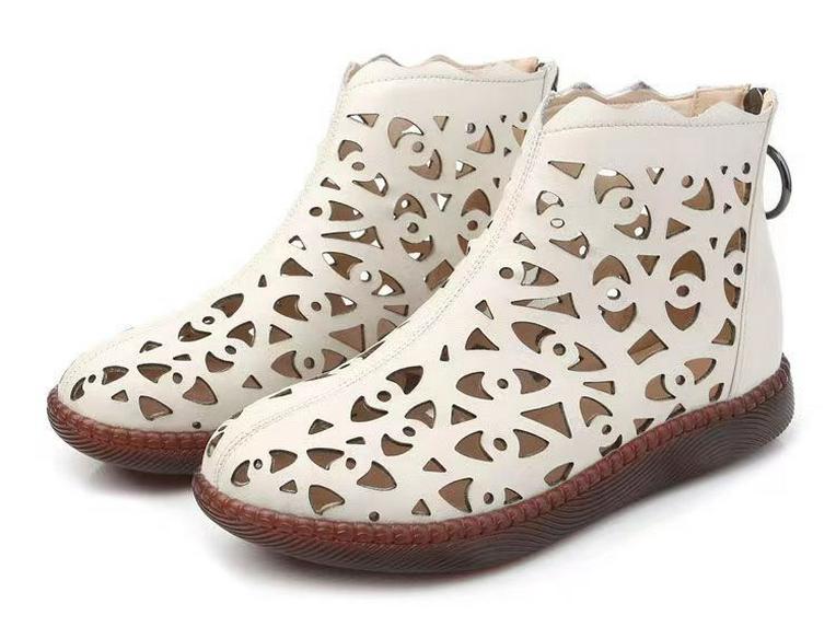 2023 Women's Korean-Style Gladiator Sandals - Breathable Hollow-Out, Back Zipper, Thick Sole, Flat Heel