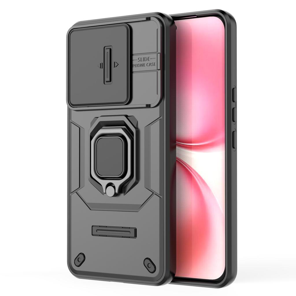 For vivo V60 5G Case PC+TPU Kickstand Phone Protector with Lens Cover