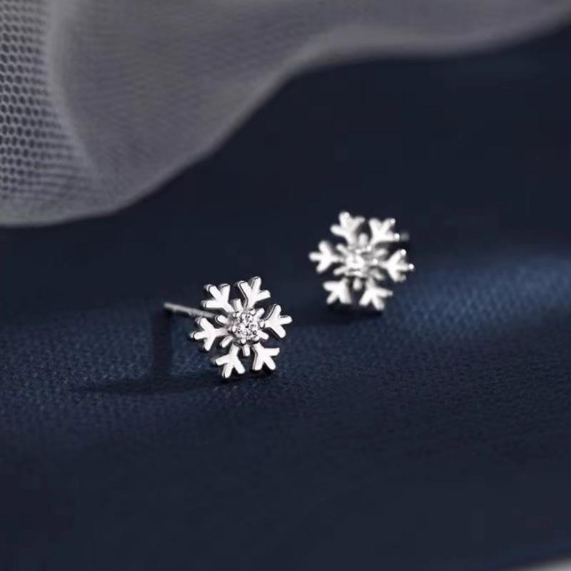 925 Sterlingsilber Schneeflocken-Ohrringe: Leichter Luxus Tierkreis Ohrringe für Damen 2024, Neuer heißer Stil.