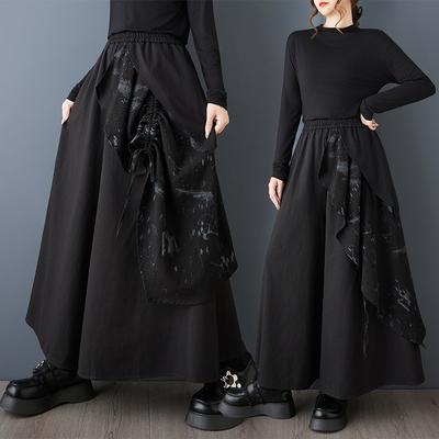 DIMANAF Plus Size Women New Long Pants Black Loose Trousers Big Size Casual Spring Autumn Bottoms Skirts