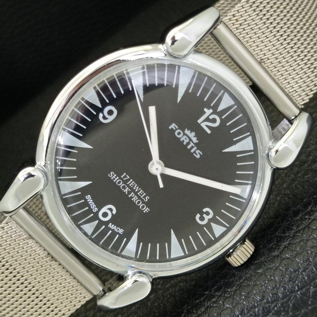 

VINTAGE HAND-WINDING SWISS MENS REFURBISHED BLACK COLOR DIAL WATCH a700867-5 R205a-a700867