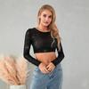 2023 Fit Slim Autumn Sequin Crop Top – Sexy Solid Color Fashion Tee