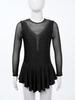 Kids Girls Shiny Dress Long Sleeve Hollow Back Gymnastic Leotard Roller Skater Ballet Dancewear
