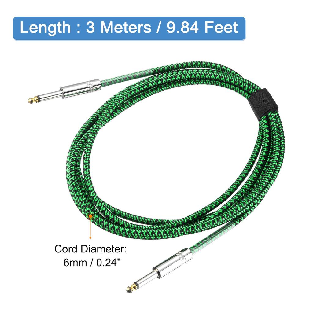 Uxcell 10ft Guitar Instrument Cable, 14" To 14" Straight 6.35mm Female To Female Jack Stereo Audio Interconnect Cord Balanced Line for Guitar and