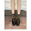 Whole cowhide~ thick-soled camellia small leather shoes, women's small gold buckle, one pedal, lazy with skirt, genuine leather