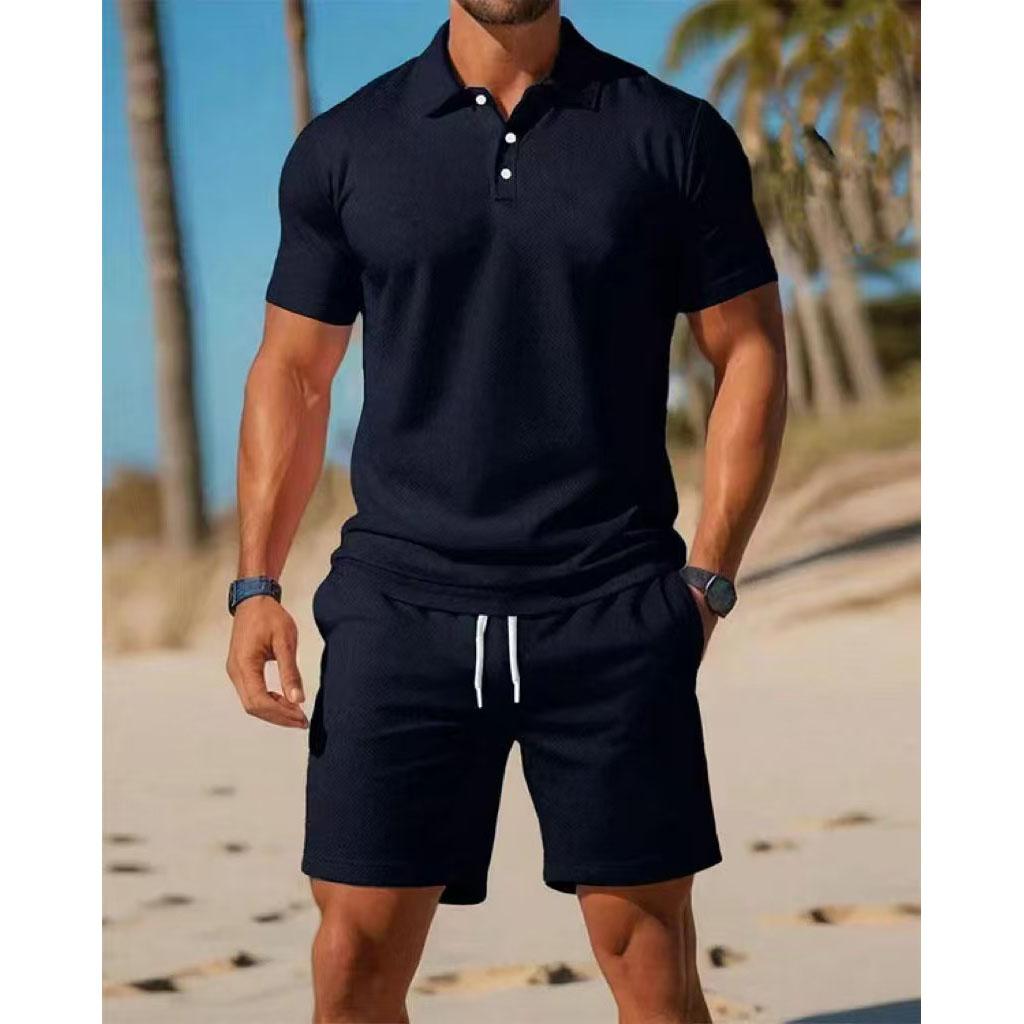 Herren Sommer Lässig Sportlich Vielseitig Slim Kurzarm Modischer Shorts Anzug