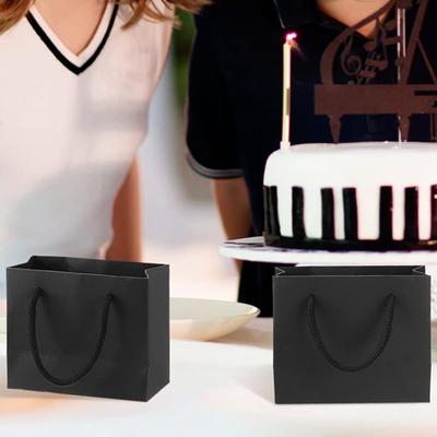 Black Paper Gift Bags with Handles Crafters Party Planners Gift Givers Perfect for Wedding Birthday Party Craft Gifting 10pcs
