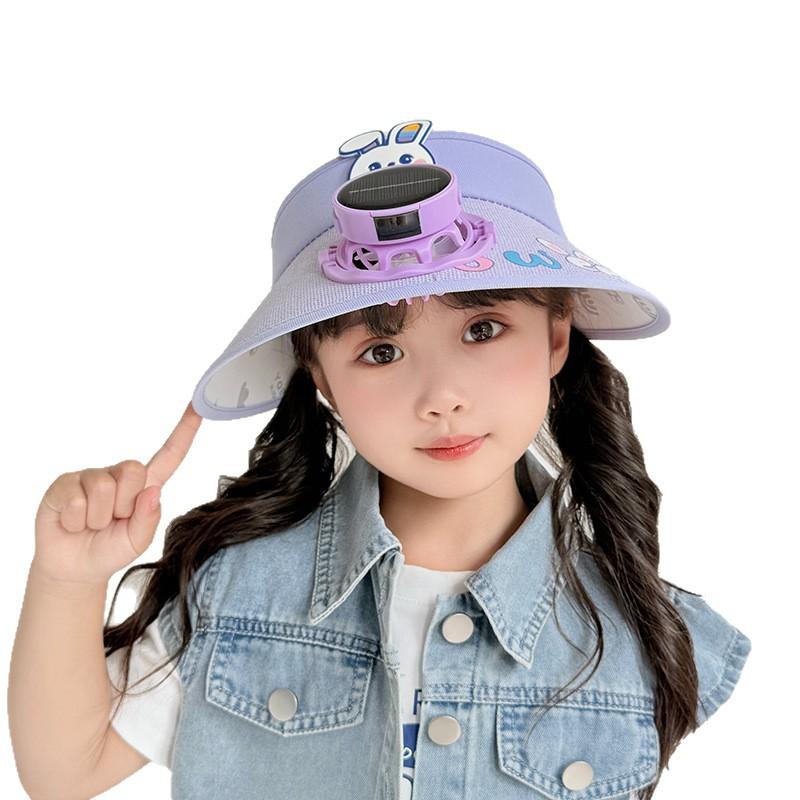 Solar Charging Fan Hat Children Summer Sun Protection Sun Hat Boy Girl Cartoon Sky Top Hat Sun Hat