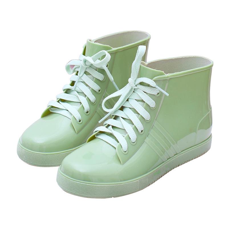 Water shoes rain shoes women's adult short tube fashion lace-up jelly low-top non-slip rain boots low tube women's rubber shoes students waterproof