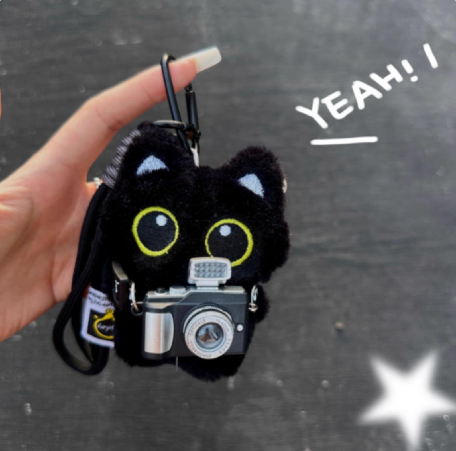 

Пищащий черный брелок-аксессуар для сумки, очаровательный плюшевый брелок для рюкзака One Size чёрный