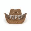 Rhinestone Letters Bride Wifey Cowboy Hat Crochet Breathable Western Cowboy Hat Hollow Cowgirl Hat For Wedding Bridal Party