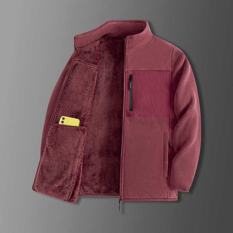 Men S Loose Fit Fleece Lined Stand Collar Jacket Casual Winter Coat