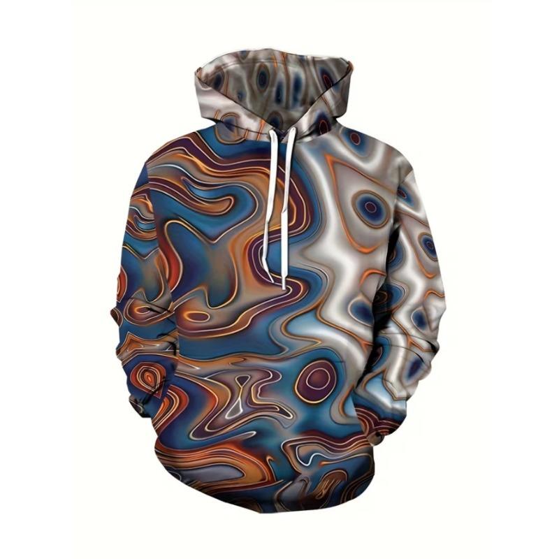 Men's trendy street hooded sweatshirt with printed design, featuring a hood strap. Suitable for daily outings and casual gatherings.