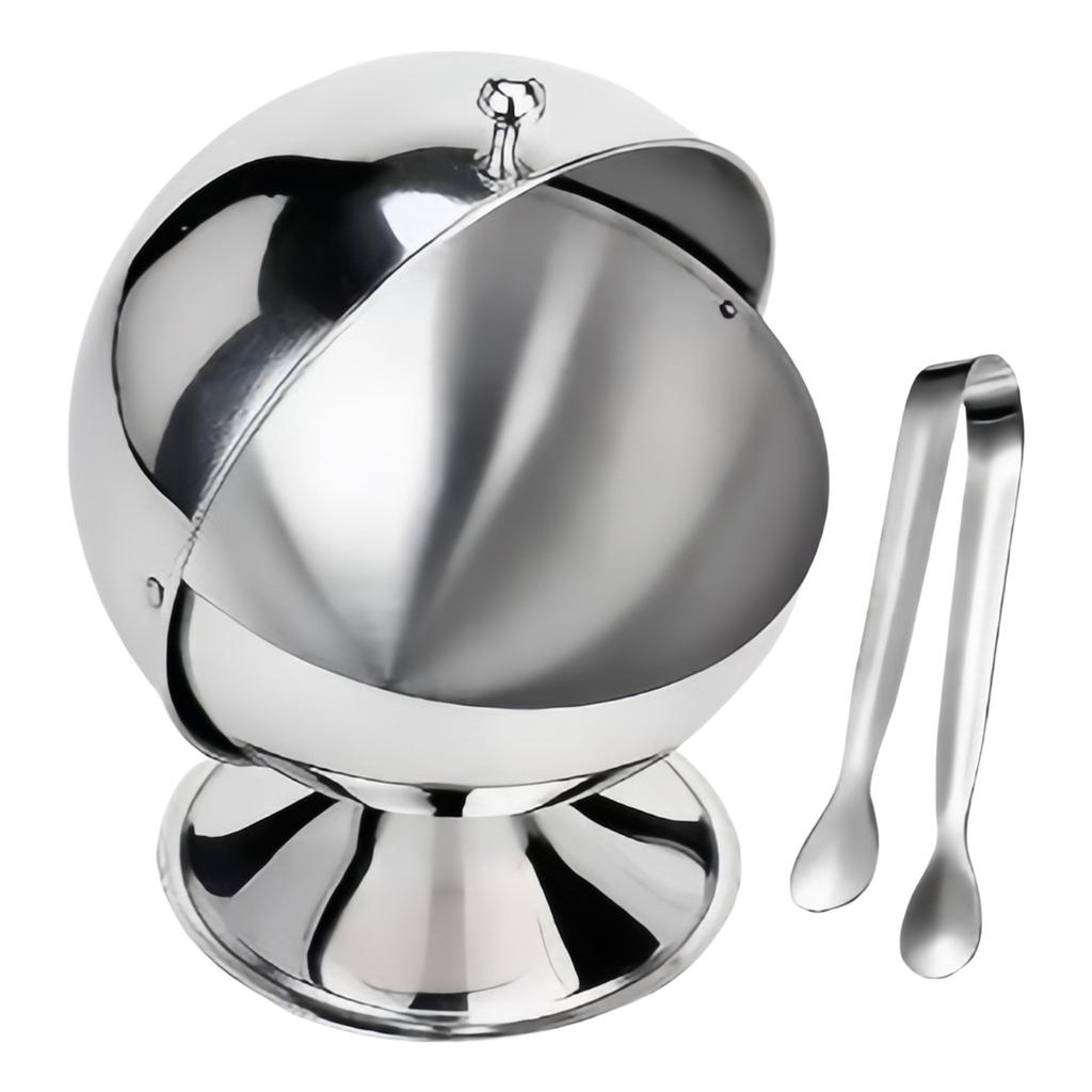 Practical Spherical Sugar Holder with Stainless Steel Clip Snacks Serving Bowl Rustproof Spices Jar Kitchen Tool