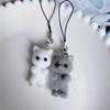 Kawaii Flocking Cat Pendant Phone Lanyard Cute Bow Kitten Phone Chain Korean Mobile Phone Charm Keycord Girl Gifts