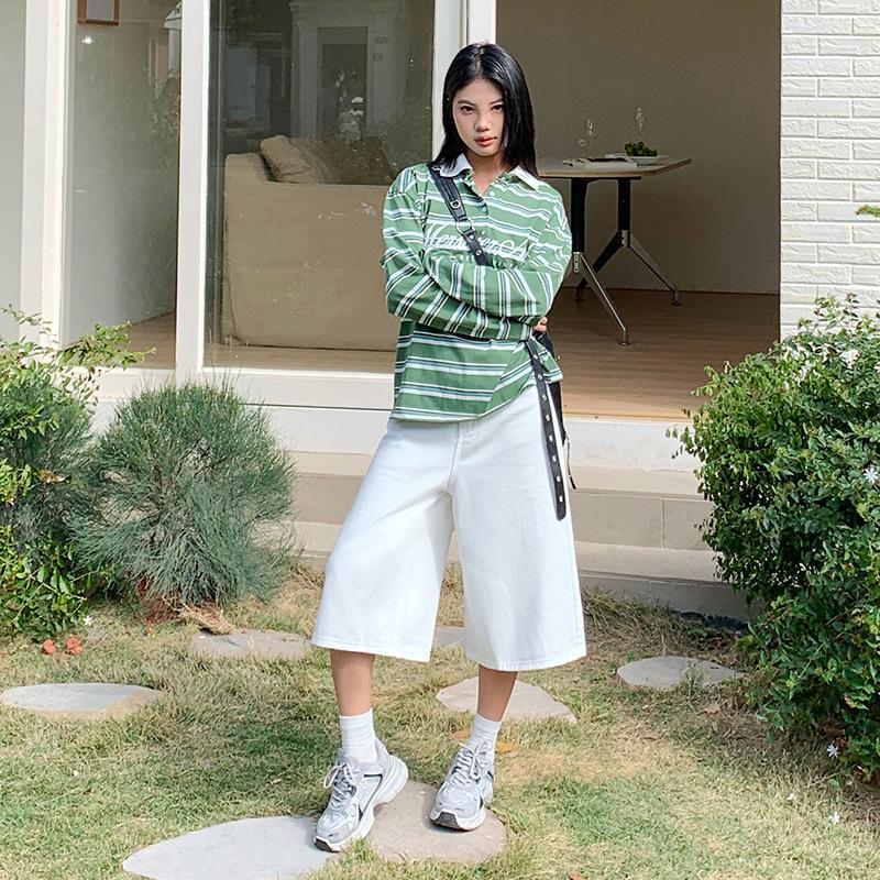 

Women s White High-Waisted Wide-Leg Denim Pants - Spring/Summer 2025 Medium