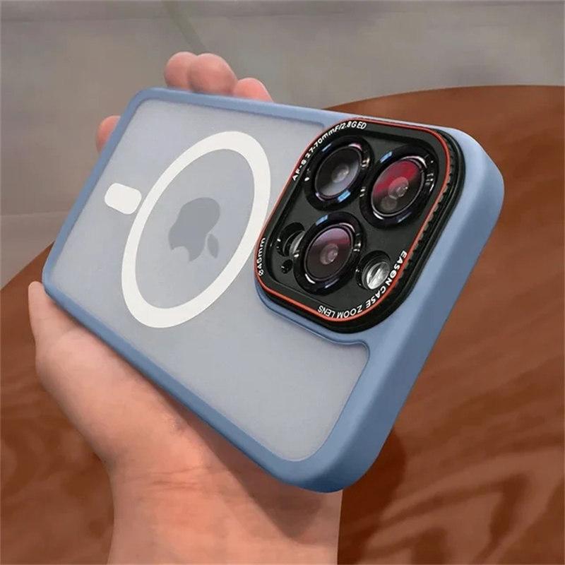 Luxusní matné magnetické čiré pouzdro Bumper pro iPhone 15 14 13 12 Pro Max Plus Magsafe Wireless Charge Full Lens Protection Cover