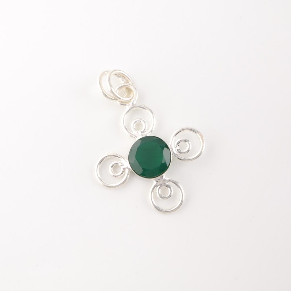 Green Onyx Gemstone 925 Sterling Silver Jewelry Handmade Pendant Gift For Mom PP-41-20