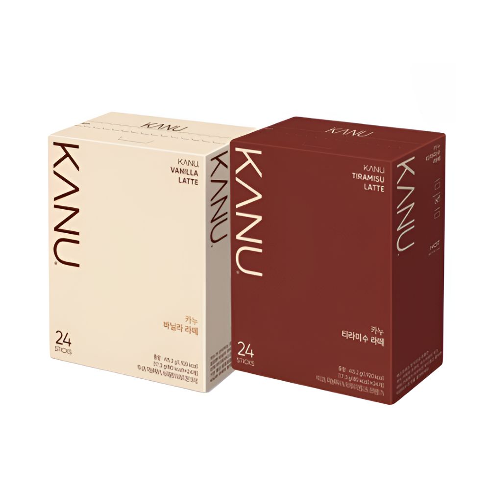 KANU Tiramisu Latte 24 Sticks + Vanilla Latte 24 Sticks Korean Coffee Mix Set