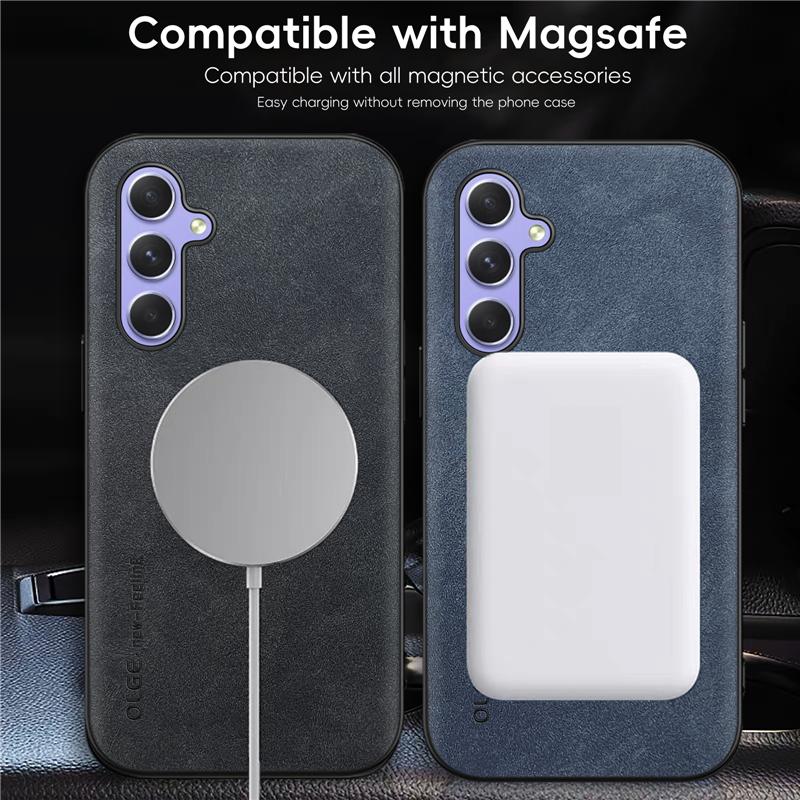 Magnetic Retro Leather Soft Case For Samsung Galaxy A55 A15 A25 A35 Wireless Charging Phone Case Cover