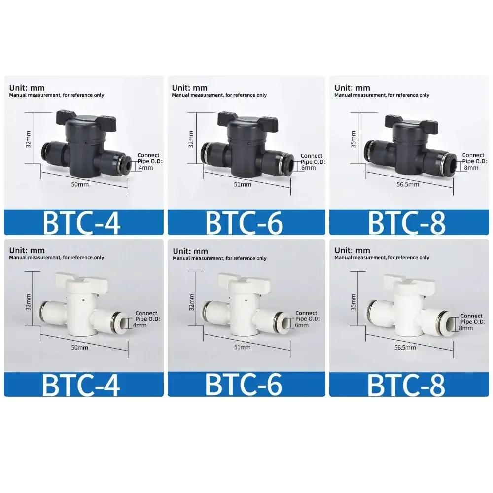 Plastic Pneumatic Hand Valve 4mm 6mm 8mm Black Push In Turn Switch Quick Joint Connector Manual Ball Current-limiting Valve