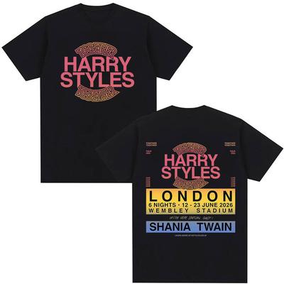 Tricou cu model Harry Styles Together Tour 2026 pentru bărbați Modă de lux Bumbac Mânecă scurtă Tricou de înaltă calitate Neutru