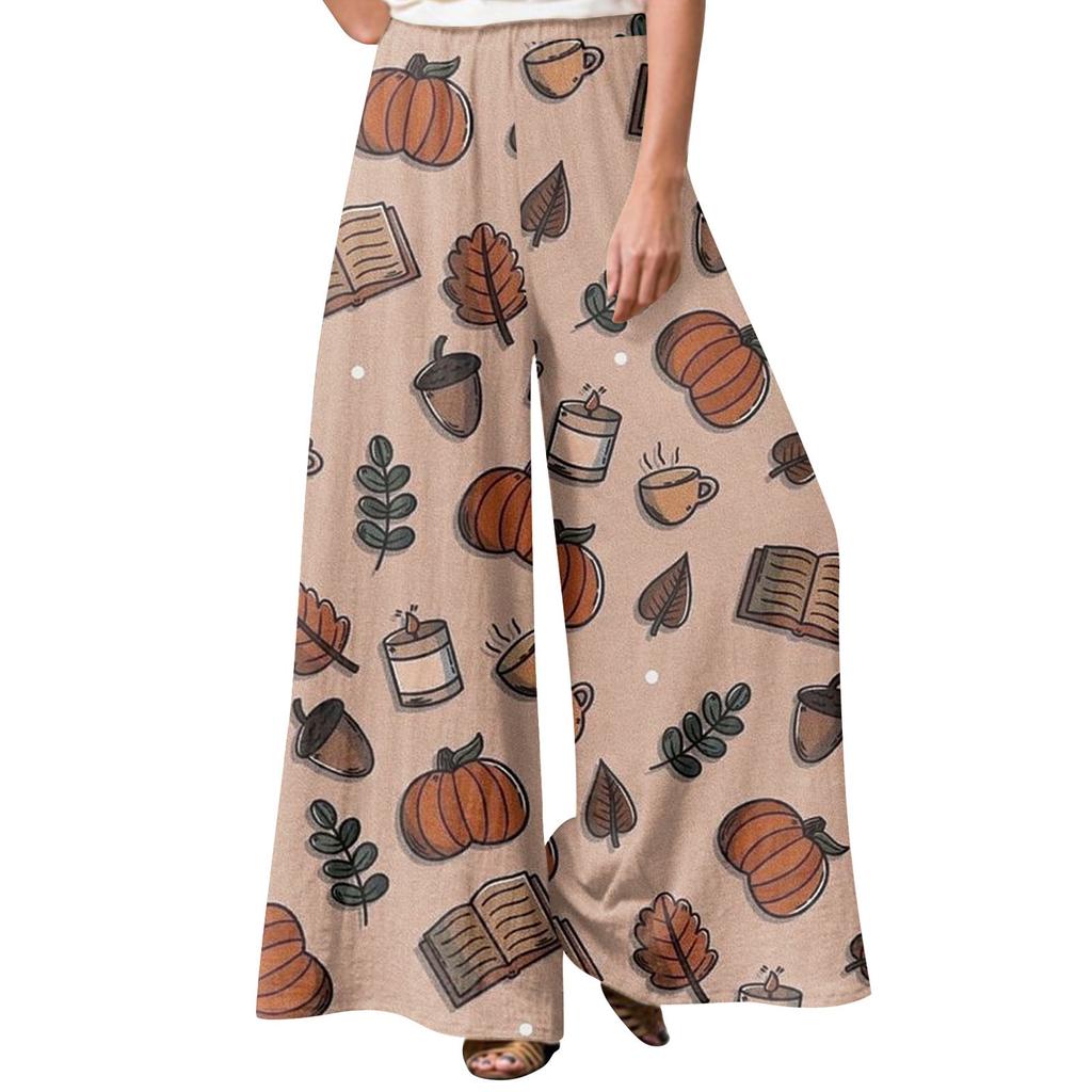 Dámské zimní tepláky Halloween potištěné ležérní kalhoty Dámské fleecové tepláky široké rovné kalhoty