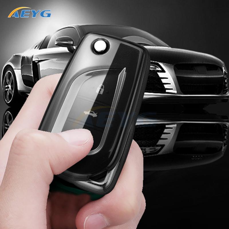 Tpu Car Key Case Cover Shell Fob For Toyota Camry Levin Corolla Reiz Highlander Toy48 Blade Key Chain Accessories