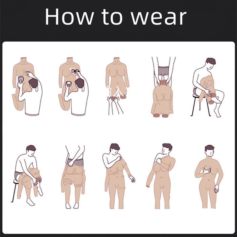 Men's Cosplay Costume Shapewear Corset Underwear B-F Cup Breast Cross-Dressing Invisible Erotic Lingerie