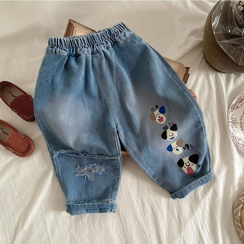 Kids Straight Leg Jeans Boys Girls Fashion Casual Denim Pants Spring Autumn Baby Long Trousers