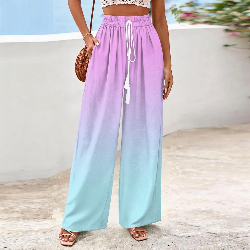 Women's Wide-Leg Casual Flowy Floral Print Pants