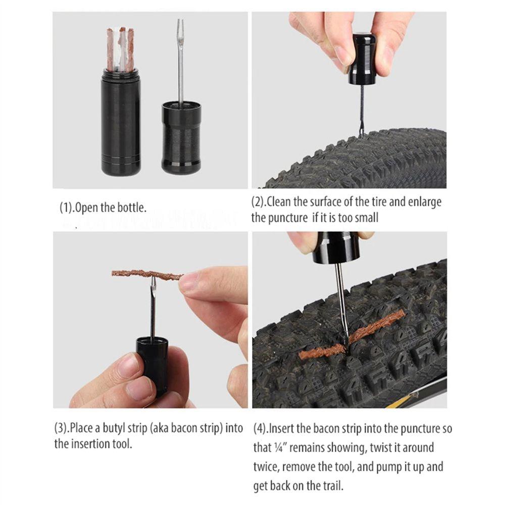 Tubeless Bike Tire Repair Kit Slug Plug Rubber Bacon Strips Insertion Tool Tire Repair Fork Reamer For Highway mountain Bicycle