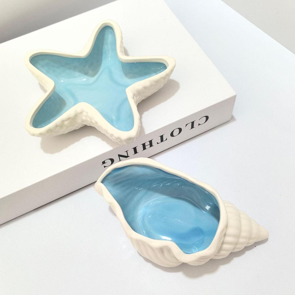 INS Style Starfish & Seashell Ceramic Jewelry Storage Decoration