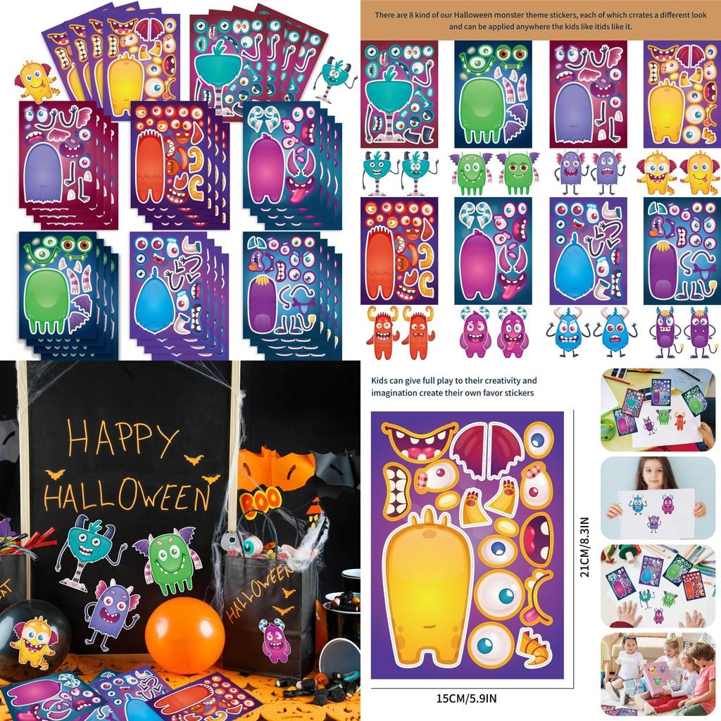 Cute Halloween Monsters Interactive Puzzle And Diy Stickers For Kids And Parents