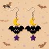 Colorful Patterned Ear Ornaments 1 Pair 2D Acrylic Halloween Dangle Drop Earrings for Women, Stylish Theme Party Accessories Spooky Ghost Cat Pumpkin