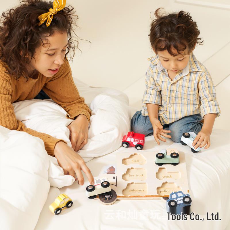 3D Wooden Car Shape Matching Puzzle Toy for Early Education