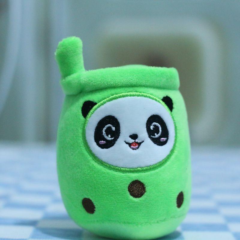 Charming Cartoon Panda Cup Plush Doll Keyring With Premium Pp Cotton Filling
