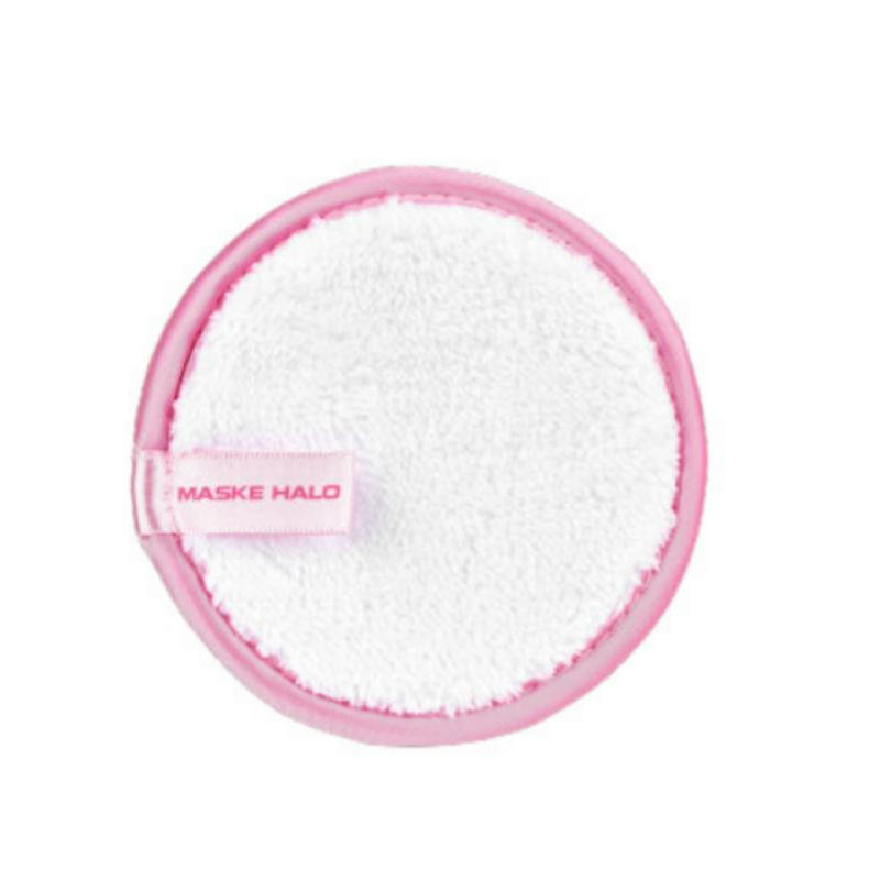 Cleansing puff/cleansing pad that removes makeup with just water. Shipped in MASKE HALO PINK color., 1 set