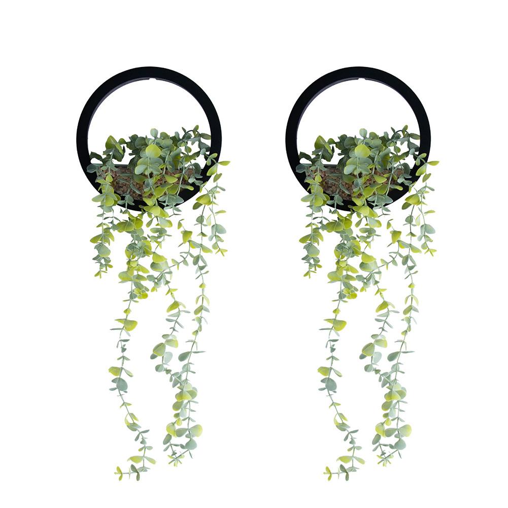 

Set of Two Artificial Hanging Plants with Lifelike PVC Leaves Wall Mounted Holders for Effortless Indoor Wall Decoration