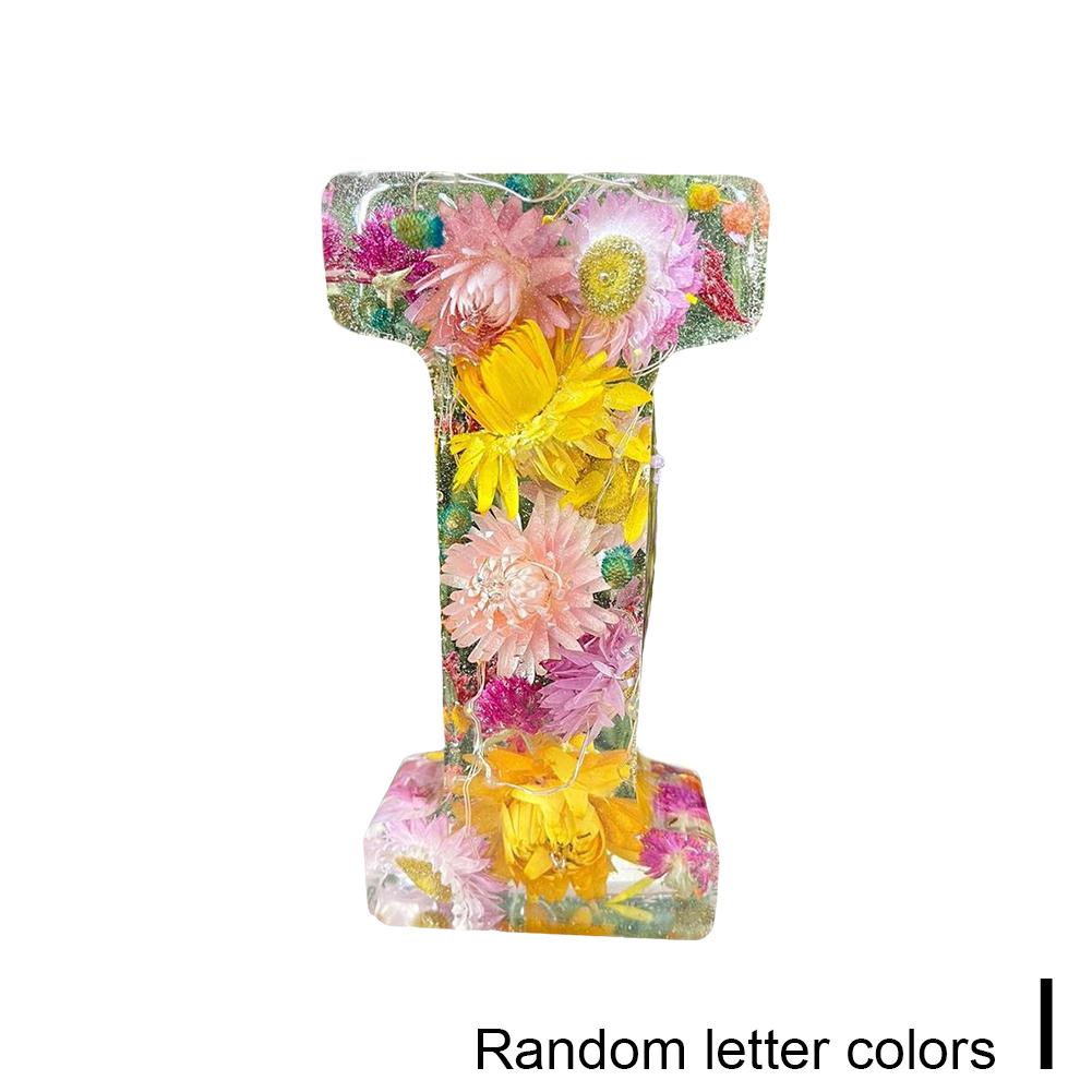 Floral Letter Night Light Alphabet Letter LED Lights Luminous Number Lamp Decorative Resin Lamp With Initial Letter & Dry Flower
